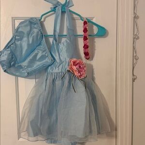 The Children's Place Light Blue Dress with Pink Flower